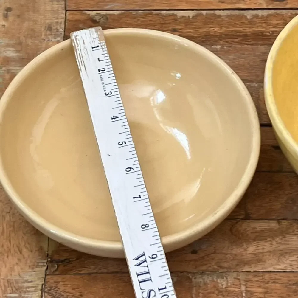 Antique Primitive Yellow Ware and Shenango China Mixing Bowl Set Farmhouse